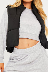 Black Cropped Puffer Gilet - Zura