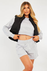 Black Cropped Puffer Gilet - Zura
