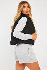 Black Cropped Puffer Gilet - Zura
