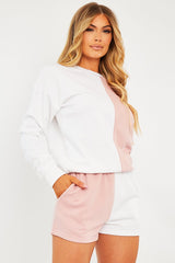 Pink Half Splice Contrast Sweatshirt - Fionah