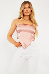 Blush Satin Bandana Scarf Top - Leanna