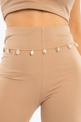 Gold Shell Embellished Chain Belt - Onora