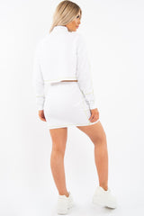 White Lime Contrast Stitch Crop Jumper Skirt Co-ord - Keva