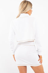 White Camel Cropped Zip Jumper Skirt Co-ord - Hestia