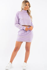 Lilac Lime Contrast Stitch Crop Jumper Skirt Co-ord - Keva
