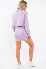 Lilac Lime Contrast Stitch Crop Jumper Skirt Co-ord - Keva