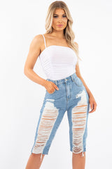 White Slinky Ruched Detail Bodysuit - Edie
