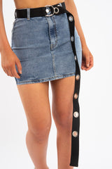 Black Silver Eyelet Long Belt - Emberlin