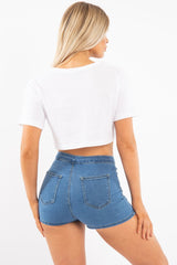 White Red Limited Slogan Cropped T Shirt - Drew