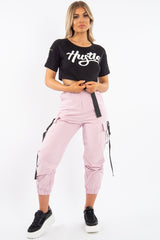 Black White Hustle Slogan Crop T Shirt - Brienna