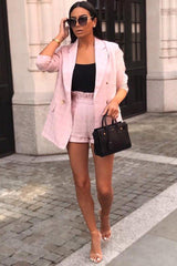 Pink Check Woven Blazer - Akeira