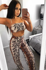Tiger Print Wide Leg And Crop Top Co-Ord -Sanvi