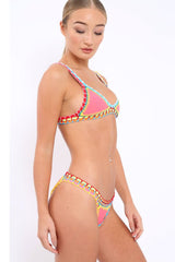 Pink Multi Colour Stitch Bikini - Emmi