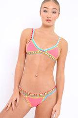 Pink Multi Colour Stitch Bikini - Emmi