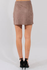 Mocha Suede Wrap Around Skirt - Emory