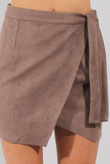 Mocha Suede Wrap Around Skirt - Emory