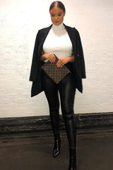 Black PU High Waisted Leggings - Emra