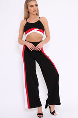 Black Red and White Cami Crop Top - Jace