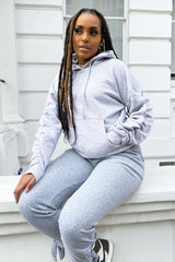 Grey Ruched Sleeve Oversized Hoodie - Dezi