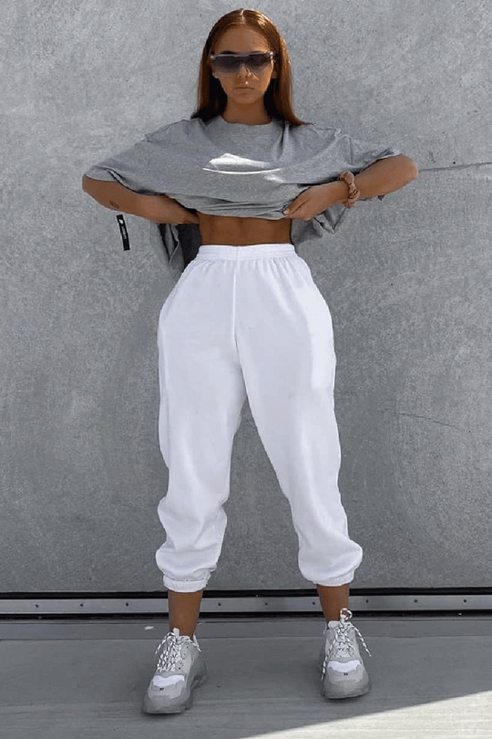 White Oversized Joggers - Erica