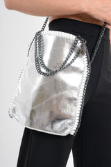 Silver Chain Trim Shoulder Bag - Errin
