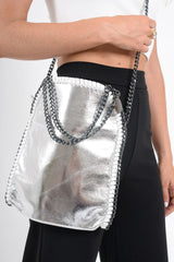 Silver Chain Trim Shoulder Bag - Errin