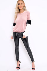 Rose Soft Fur Jumper with Contrast Sleeves - Erla