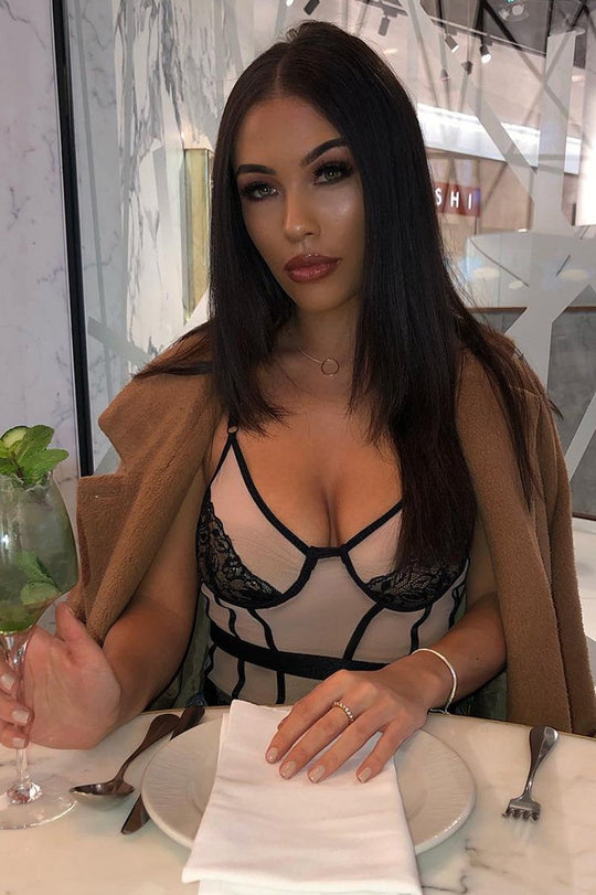 Black Nude Lace Mesh Bodysuit - Orielle