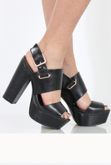 Black Platform Block Heel - Esme