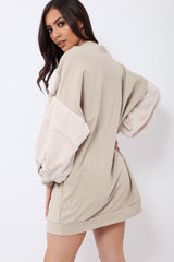 Beige Chevron Fur Jumper Dress - Esme