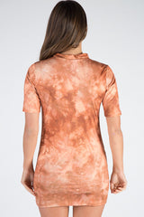 Rust Tiger Print Lace Up T Shirt Dress - Esme