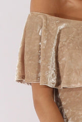 Champagne Crushed Velvet Frill Dress - Esmy