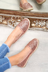 Rose Gold Glitter Espadrilles - Ivery