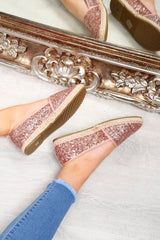 Rose Gold Glitter Espadrilles - Ivery