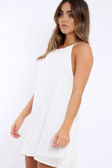 White Tie Neck Shift Dress - Estella