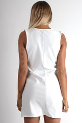 Esther White V Front Shift Dress