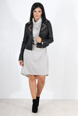 Lenni Black & Gold Leather Biker Jacket