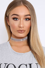 Silver Crush Diamante Choker Set - Etty