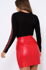 Black Sleeve Stripe Bodysuit - Evah