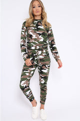 Camo Sweatshirt and Joggers Loungewear Set - Evalin
