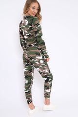 Camo Sweatshirt and Joggers Loungewear Set - Evalin