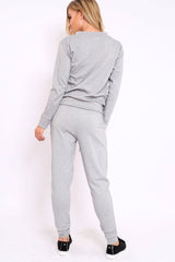 Grey Sweatshirt and Joggers Loungewear Set - Evalin