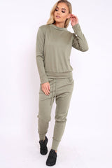 Khaki Sweatshirt and Joggers Loungewear Set - Evalin