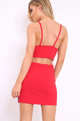 Red Sports Trim Bralet and Skirt Co-ord - Evangeline