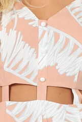 Pink Palm Print Cut Out Playsuit - Gemma