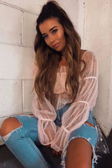 Rose Tulle Mesh Bardot Crop Top - Gemini