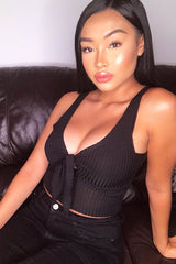 Black Tie Detail Extreme Cropped Top - Trista