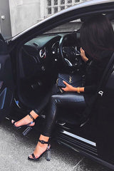 Black Clear Ankle Strap Heels - Eyana