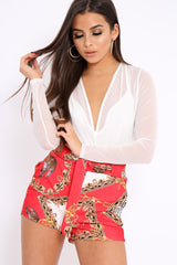 White Mesh Plunge Front Bodysuit - Eyra