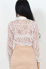 Rayne White Lace Tie Neck Top